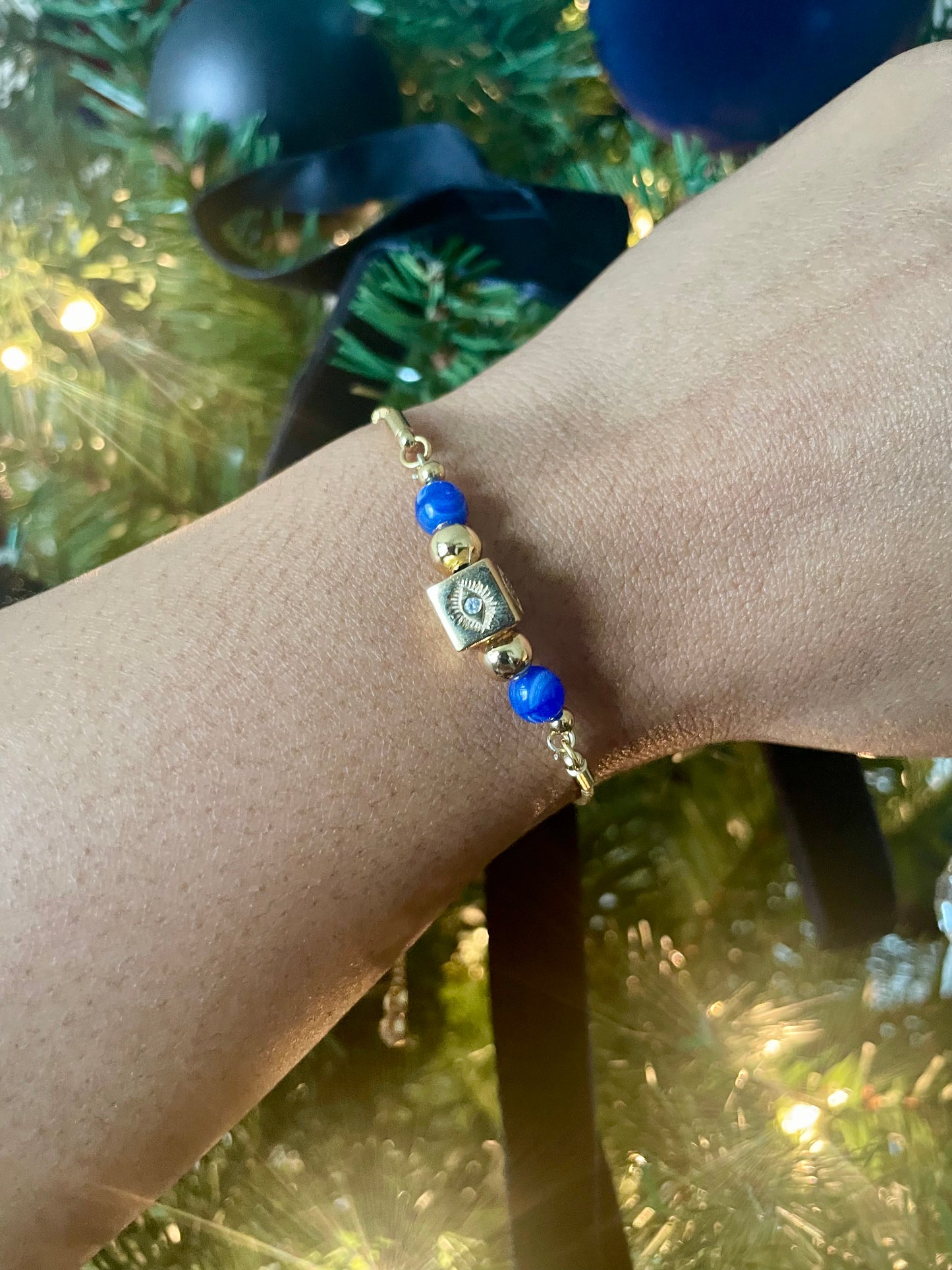Adjustable Square Evil Eye Bracelet